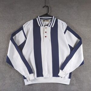 VTG Cutter Buck Mens Long Sleeve Striped Polo Shirt Golf Casual Size M Made USA